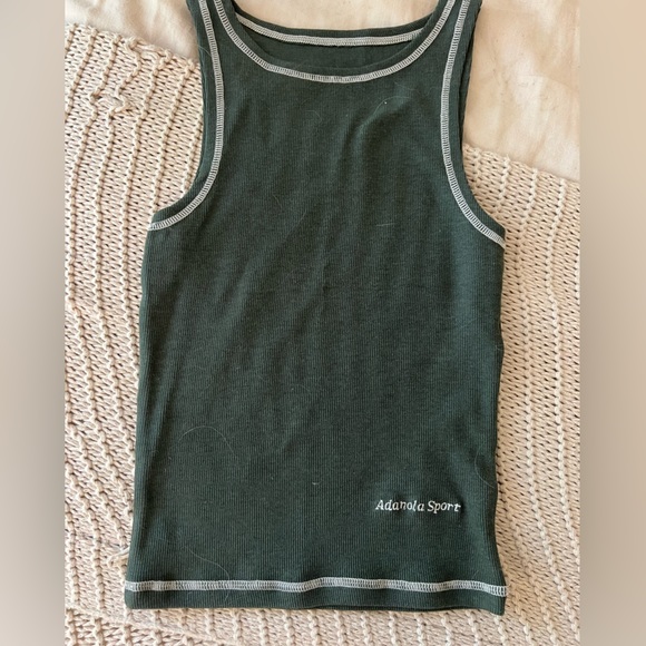 Adanola Contrast Stitch Tank in Dark Olive XS - Picture 5 of 6